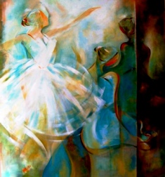 Acrylic Painting Ella Prakash Ballet In White Original