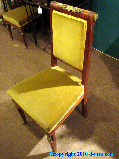Empire Chairs Ormolu Gilded Pair Mahogany 19th Century French