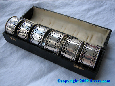 STERLING SILVER Napkin Rings Boxed Antique Original 1800s