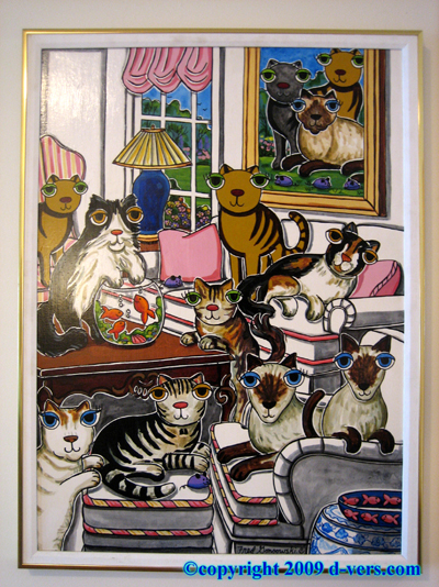 Fred Gonsowski Cats Painting Original 1900s