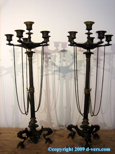 Charles X Classical Candelabra Pair Bronze French 19th Century