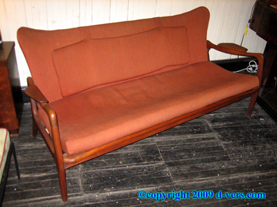 Mid Century Modern Orange Couch Antique Pearsall 1970s