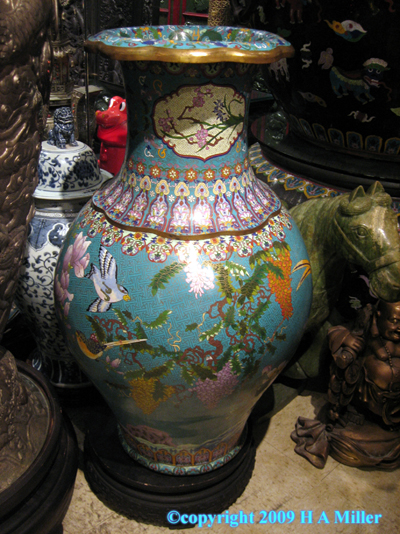 Chinese Turquoise Mammoth Vase Birds Flowers 19th Century