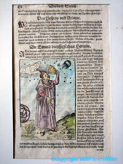 Diodorus Seculus Illuminated Manuscript Woodcut Page 16th C.