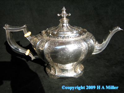 Sterling Silver Bailey Banks & Biddle Teapot Chased 19th C.