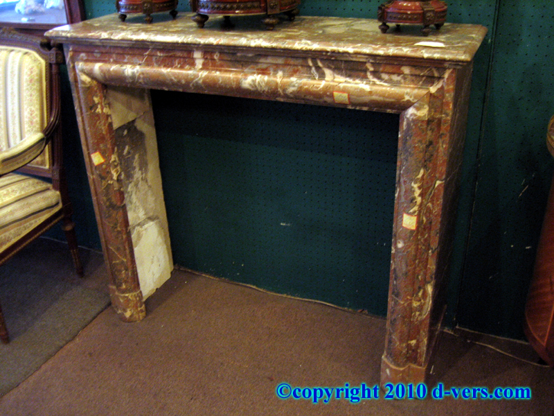 19th Century Rouge Marble Fireplace Surround Mantelpiece French 