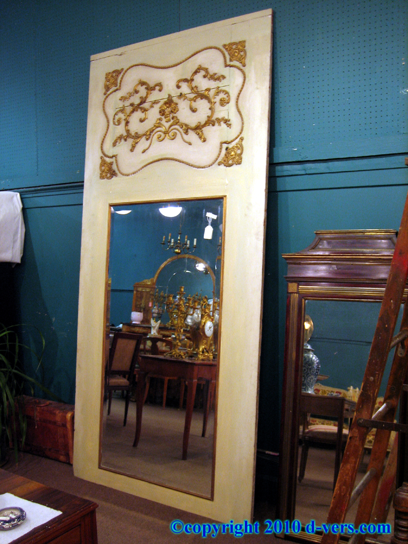 Trumeau With Mirror Cream Painted Ormolu Gilded French 19th Century 