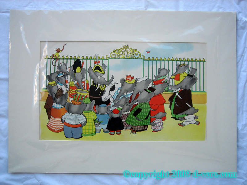 Vintage Storybook Print of Babar the Elephant Series by Jean de Brunhoff 