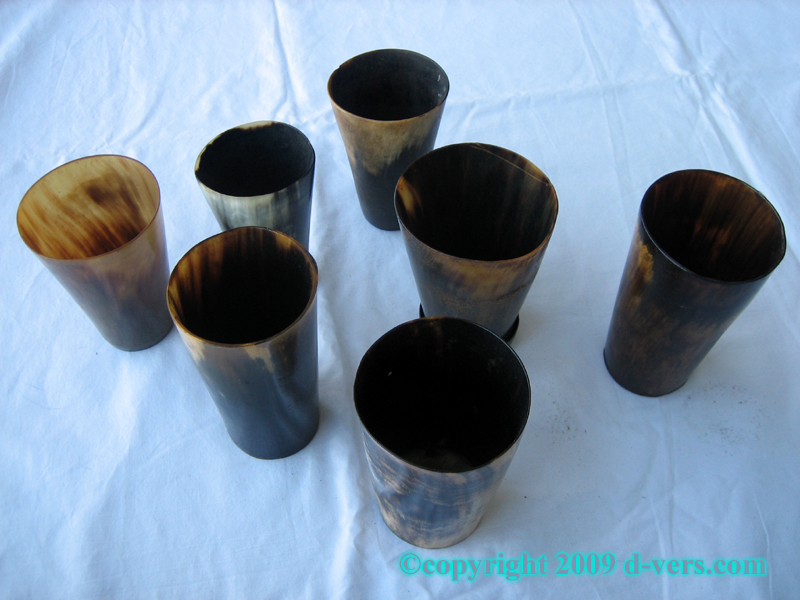 Set of Victorian animal horn tumbler cups 