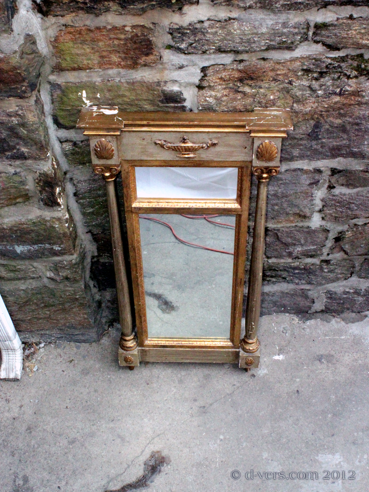 Aladdin Lamp on  Antique Mirror From Restoration Period  