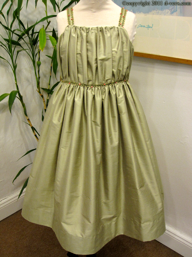 Girls Custom Handmade Couture Special Occasion Dress Chloe Style in Celadon Green 