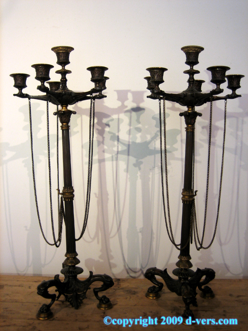 Charles X Pair of Candelabra Six Light Classical Style 