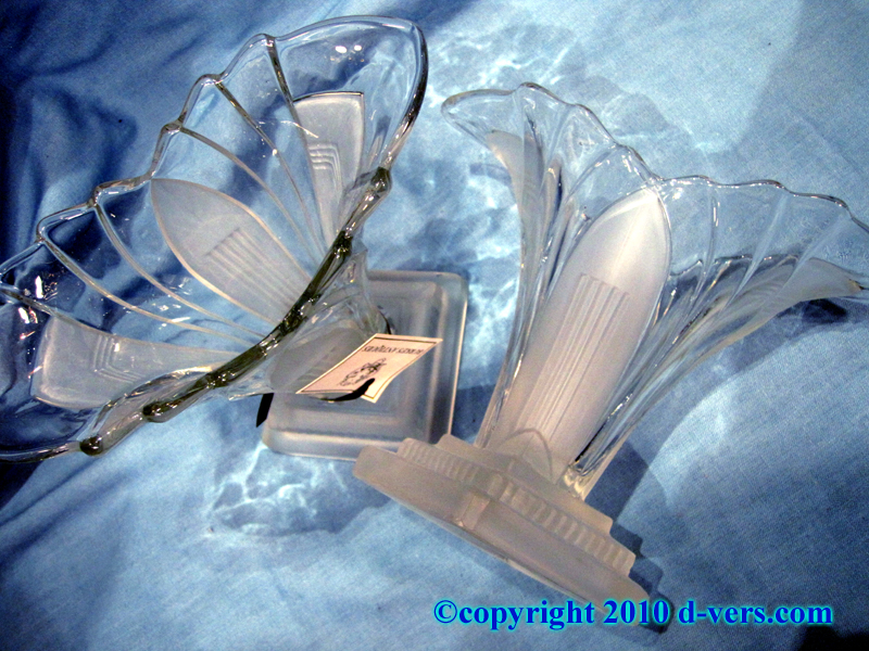 Hand Blown Glass Vases Art Deco Frosted and Clear Glass