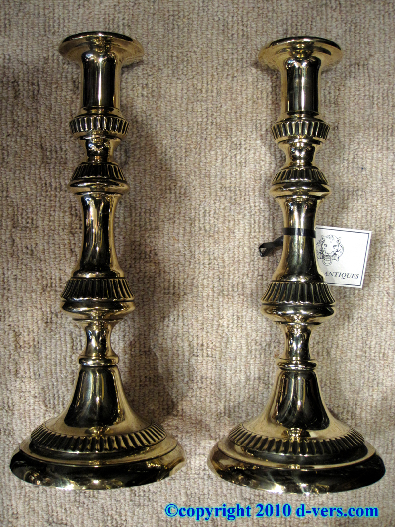  Brass Pair of Candlesticks English 19th Century