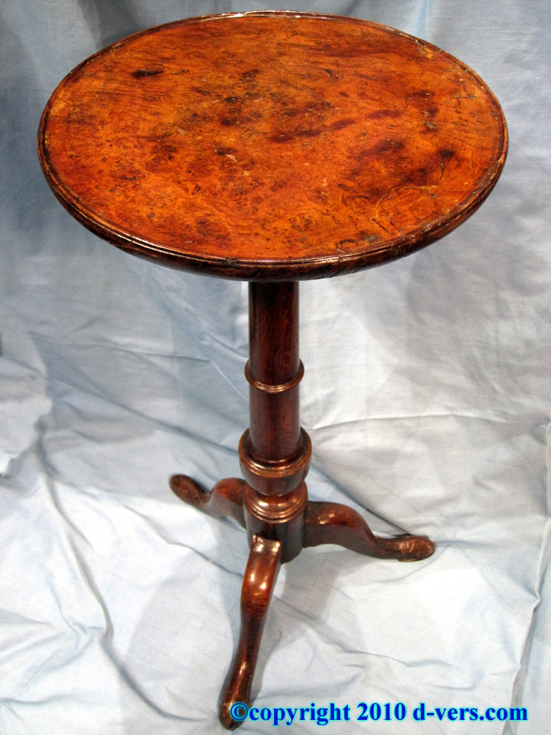Georgian Burl Walnut Tripod Pedestal Table English