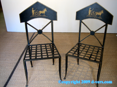Neo-Classical Pair Chairs Metal Gilded French 19th Century