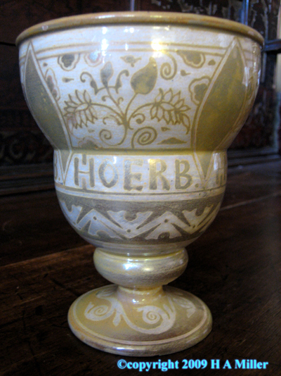 French Lustered Pottery Goblet Antique E. Baron Blois Aesthetic